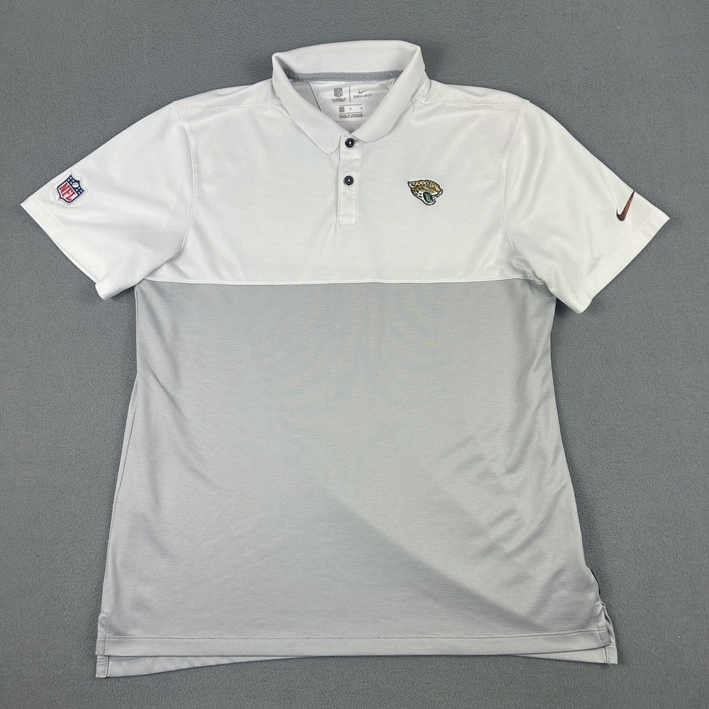 Jacksonville Jaguars Shirt Mens Small White Gray NFL Football Nike Dri-FIT Polo